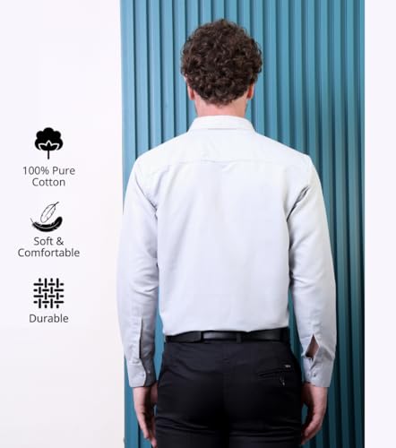 Image of CONTRARY Men's Pure Cotton Solid Stylish Casual & Formal Wear Shirt | Stylish Regular Fit Full Sleeve Comfortable Office Party Trendy Shirt - Multi Color