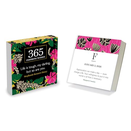 TF Publishing 2026 365 Inspiring Women Daily Desktop Calendar - Home and Office Organization - Small Desk Calendar 2026 with Full-Color Tear-Off Pages and Standing Cardboard Easel - 5.25in x 5.25in