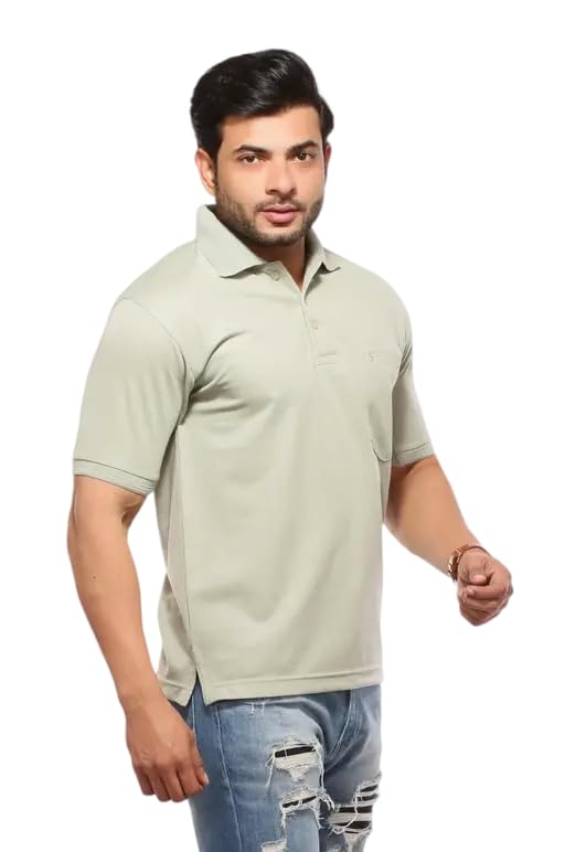 Image of Men's Cotton Blend Half Sleeve Solid Regular Fit Solid Comfortable Stylish Polo Tshirt 12