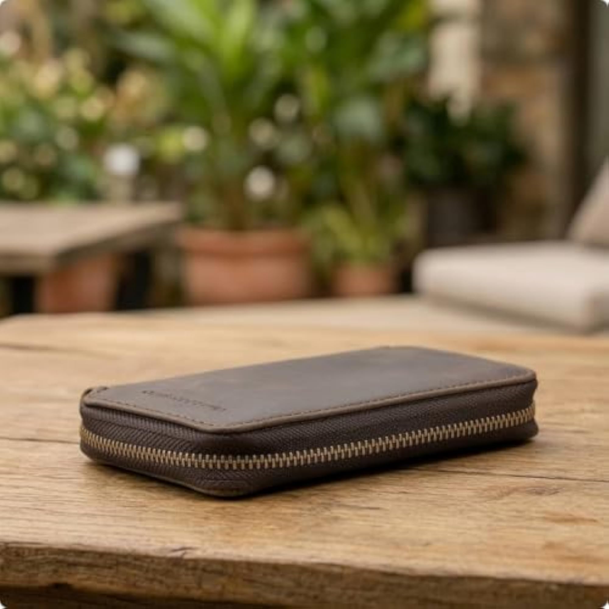 Zippered Leather Watch Case for Vintage Travel