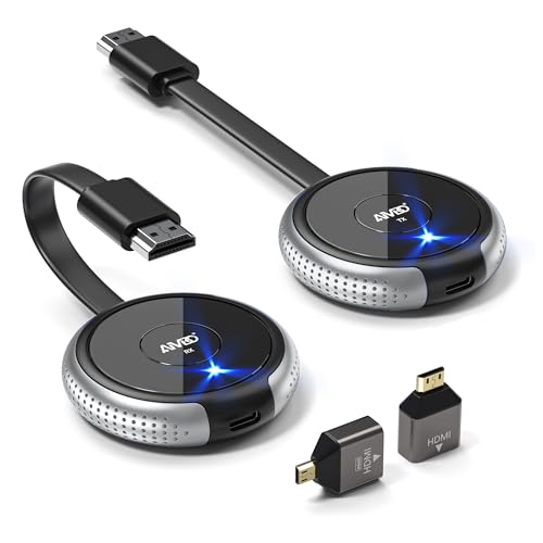 Wireless HDMI Transmitter and Receiver 4K, AIMIBO HDMI Wireless Extender 5.8G, Plug and Play, 50M/165FT Streaming Media Video Audio File for Laptop, DSLR, Box, PC, Phone to Monitor, HDTV, Projector