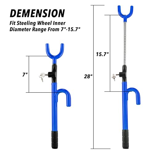 CARTMAN Vehicle Steering Wheel Lock Blue Car Anti Theft Security Lock with Adjustable Length Fit for Cars Trucks Vans and SUVs by CARTMAN - Image 6