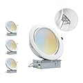 PROCURU [4-Pack] 6-Inch Gimbal Heavy Duty 12W (7" Trim) LED 2700K-6000K 5CCT Adjustable, Rotate & Swivel Ultra-Thin Recessed Ceiling Downlight, Dimmable, AirTight IC Rated (VGB6-5W3-4P)