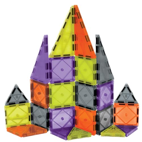 Image of CreateOn Crayola Halloween Mini Magnetic PIP-Tiles with Glow in The Dark Tiles, Magnetic Building Toys for Kids, STEM Travel Toys for Boys and Girls Ages 3+ (Halloween)