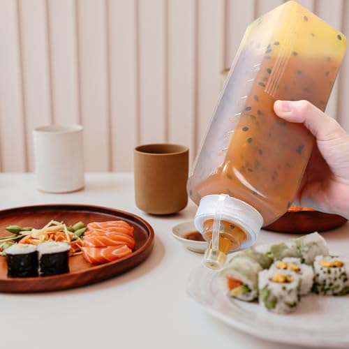 Image of Cabilock 2Pcs Large Squeeze Bottle, Plastic Squeeze Condiment Bottles with Cap Lids, Squirt Condiment Dispenser for Ketchup Mustard Mayo Salad Dressing and Olive Oil, 27oz /800ml