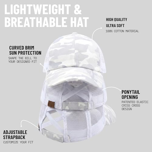 Image of Funky Junque Womens Baseball Cap Dad Hat Ponytail Messy Bun Trucker Ponycap