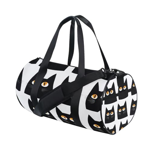 BOESI Doodle Cute Black Cat Travel Gym Bag, Lightweight Sports Bag, Hand-carrying and Shoulder-carrying, Suitable for Men and Women