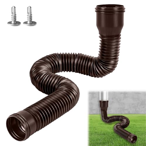 Hengrongshen 1 prolunga flessibile per tubo di scarico 80/100 mm, allungabile da 47 a 150 cm, grondaie (marrone)