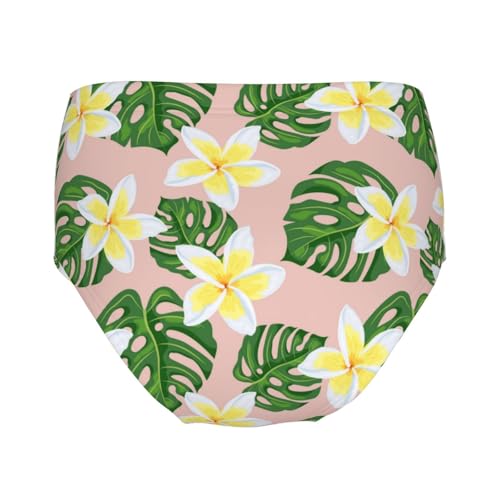 Tropical Exotic Leaf Plumeria Flower Girls' Underwear Soft Cotton Little Girls Panties Comfort Briefs2
