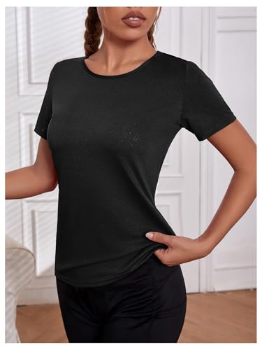 OYOANGLE Women's Open Back Workout Tops Short Sleeve Cut Out Crossover Hem Running Gym Exercise Athletic T Shirts3