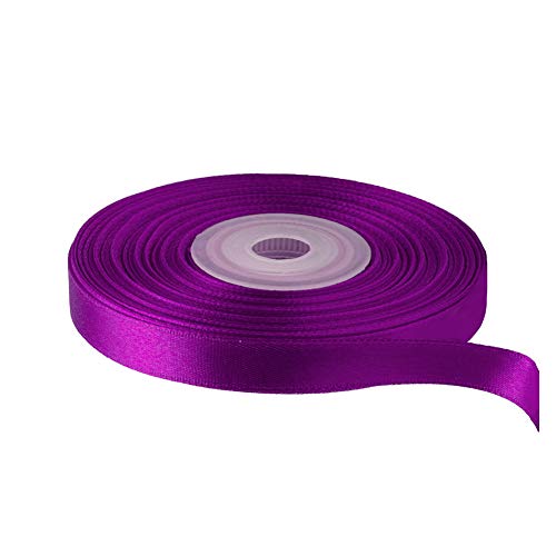 Image of Solid Color Double Faced Purple Satin Ribbon 3 /8 inch X 25 Yards, Ribbons Perfect for Crafts, Wedding Decor, Bow Making, Sewing, Gift Package Wrapping and More