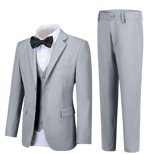 Image of Boy Suits 5 Pieces Formal Suit Set with Adjustable Waist Kids Dress Suit for Wedding Prom