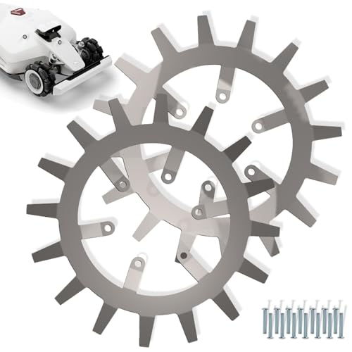 Spikes für MAMMOTION LUBA 1/2 / 2X – Edelstahl - Entgratet- 12x Edelstahl Schrauben- Traktionsverbesserung für Mähroboter – Rasenmäher Roboter - 66mm Lochkreis - für Antriebsräder hinten