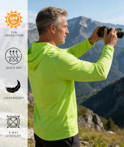 Image of Hoodies for Men UPF 50+ Sun Protection Fishing Shirts Long Sleeve Lightweight Rash Guard Shirt UV SPF Sweatshirt