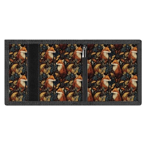 Retro Forest Fox Print Wallet for Men, 8 Credit Card Holder Slim Minimalist Front Pocket Small Mens Bifold Wallets3