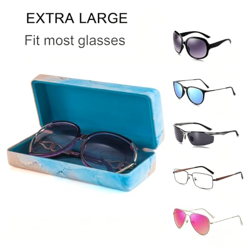 Image of TRIUMPH VISION Sunglasses Case Hard Shell Glasses Case Eyewear Eyeglasses | Sunglass Eyeglass Hard Case for Women and Men Metal PU Leather Lined Storage with Microfiber Cleaning Cloth Protection