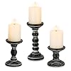 Romadedi Wood Candle Holders for Pillar Candles Set of 3 Tall Farmhouse Wooden Candlestick Holder Rustic Candle Stand for Fireplace Mantle Shelf Table Home Decor Black 396 83