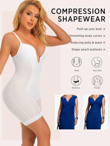 Image of JOYSHAPER Bodysuit for Women Tummy Control Deep U Plunge Shapewear Backless Full Body Shaper Strapless Corset Body Suit Top