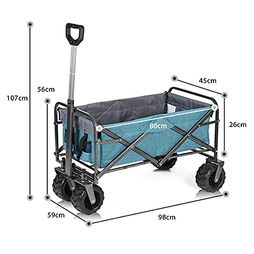 Carretilla Plegable Multifuncional para Transporte al Aire Libre y Pesca, Color Azul Celeste miniatura 2