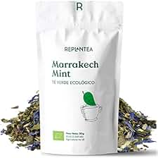 COMPRAR TE VERDE MORUNO HIERBABUENA Marrakech Mint 100% Orgánico (+45 Tazas) | TE MORUNO Orgánico a Granel REPLANTEA® | Refrescante y Aromático