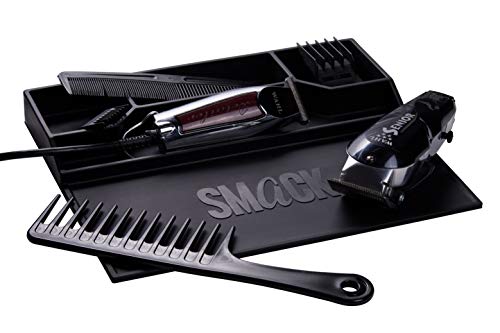 SMACK Silicone Heat Resistant Mat | Esthetic Organizer Tray | Flat Iron Holder | Nail station | Eyelash accessories (Black)