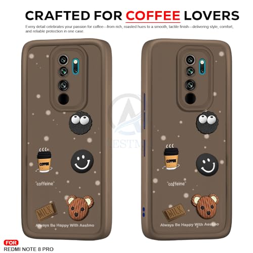 Image of AESTMO Back Case Cover for Redmi Note 8 Pro Cover | Cute Fun Cartoon 3D Ball | Coffee Silicone Case | Full Body Protection | Camera Protection Back Cover (Black)