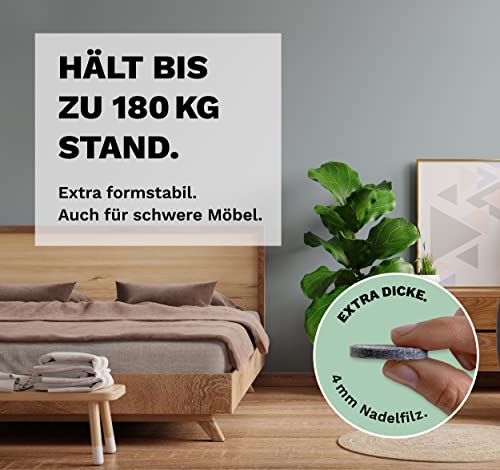 Filzgleiter selbstklebend Grau 151 Stück (4 mm) I Filzgleiter für Stühle I Möbelgleiter Filz selbstklebend I Möbelgleiter aus hochwertigem Nadelfilz I Stuhlgleiter I Klebefilz für Möbelfüße