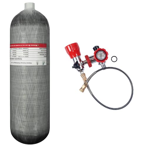 TUXING 4500Psi 4.7L Carbon Fiber Scuba Tank with Paintball Fill Station Valve Regulator Gauge,High Pressure Composite Cylinder,Diving Tank,Pcp Air Tank for Pcp Air Rifle (4.7L pcp Tank+Valve D)