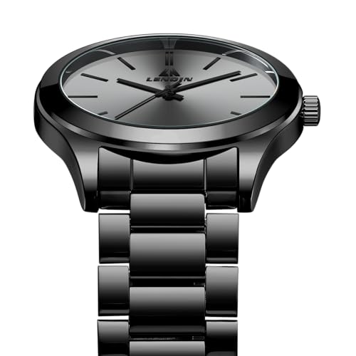 LN LENQIN メンズ腕時計 ステンレススチールウォッチ メンズ 防水 メンズ腕時計 アナログ クォーツウォッチ ファッション ビジネス デザイナーウォッチ (オールブラック), オールブラック, クラシック