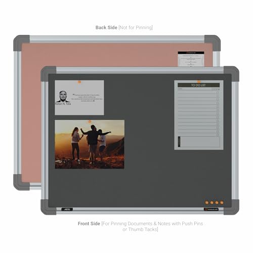 Image of Scholar Art Metis 1.5x2 Feet Bulletin Notice Board for Study Room & Wall | Vibrant & Versatile Crape Cloth + High Density Soft Board for Pinning Photos, Sticky Notes & Reminders (Grey)