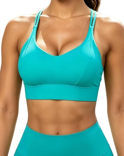 Image of Grace Form Sports Bra for Women Strappy Medium Support Push Up Padded Sports Bra for Running Workout Bra Yoga Bra