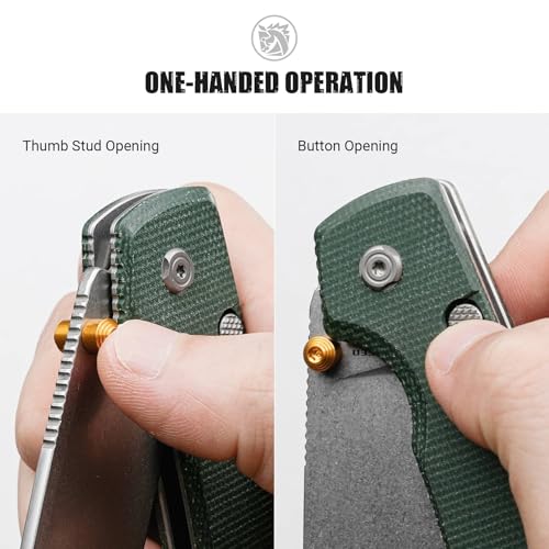 Image of Vosteed Raccoon2.0 EDC Folding Pocket knife with Clip - Top Liner Lock Knife with 3.25 inch Sandvik 14C28N Steel Blade, Micarta Handle for Camping, Hiking - A2904