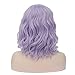 TopWigy Light Purple Cosplay Wig, Medium Length Lavender Wigs Short Bob Lilac Full Curly Wave Colorful Synthetic Hair for Halloween Costume Party(Light Purple 16