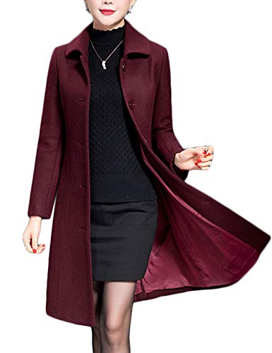 Jenkoon Women's Wine Medium Trench Coat - Classic Winter Overcoat - Image 2