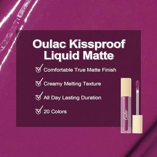 Oulac Matte Liquid Purple Lipstick for Women Violet Long Lasting Lip Stain - Image 3