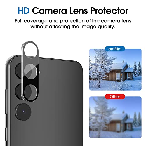 amFilm 2+2 Pack Samsung Galaxy S23 6.1'' Privacy Screen Protector with Camera Lens Protector, Anti Spy Hybrid Film, Fingerprint ID Compatible, Easy to Installation.