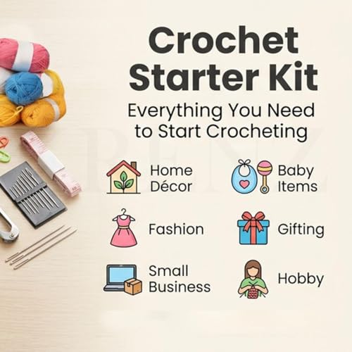 Image of KRENZ Crochet Kit for Beginners Adults, Crochet Kits Include Yarn, 59pcs Crochet Starter Kit for Beginners Kids,Ergonomic Crochet Hooks 2.0-6.0 mm, Lace Steel Needles 0.6-1.9 mm (Black Gold)