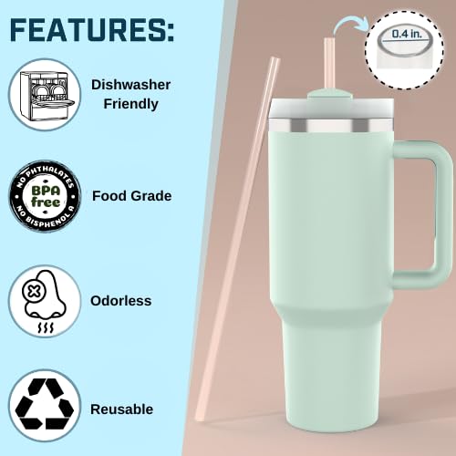 Image of 6 Pack Stanley Straws for 40 oz Tumbler - Stanley Replacement Straw with 2 Cleaning Brushes, Reusable BPA-Free Plastic, 40 oz Tumbler Accessories