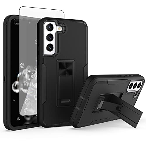 Coque Samsung S22 5G antichoc robuste Asuwish noire avec verre trempé écran