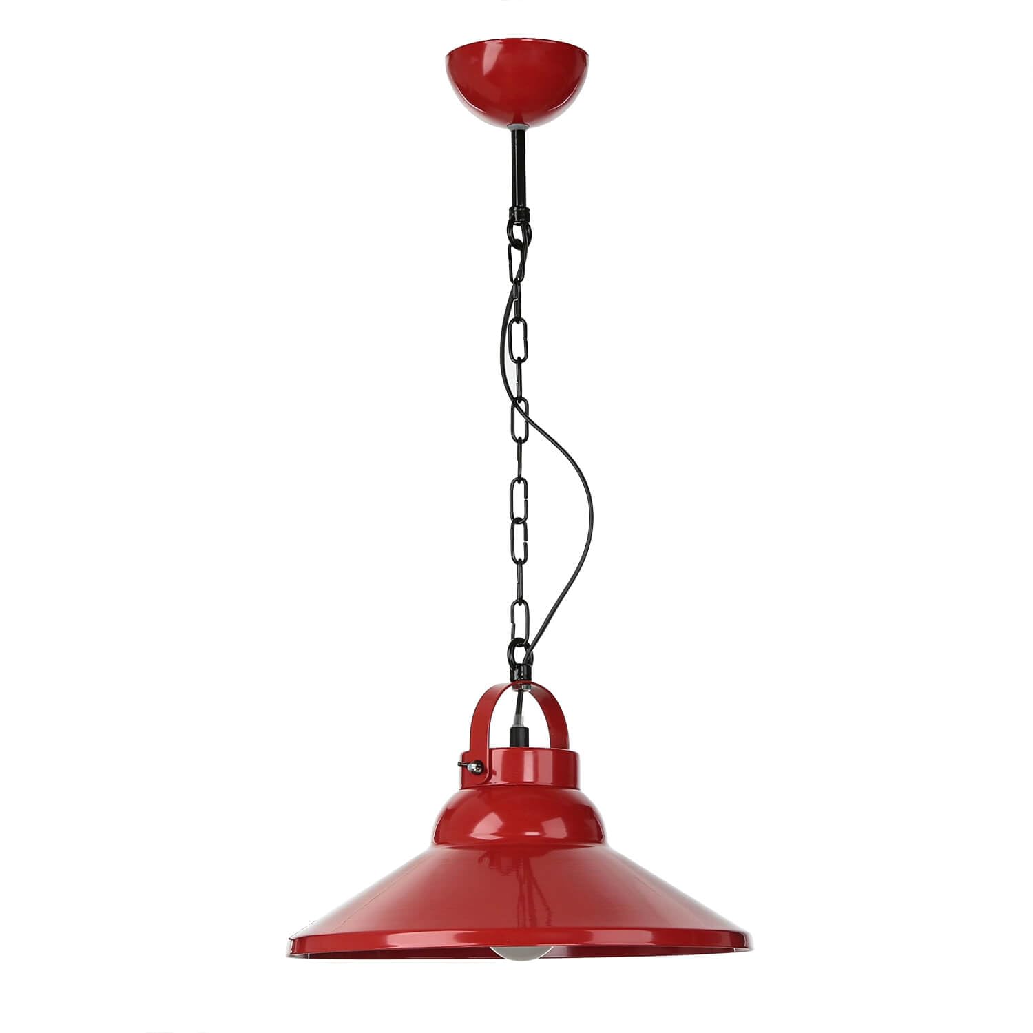 Licht-Erlebnisse Hängelampe Metall Rot Schwarz Küche Wohnzimmer Ø31 cm E27 max. 60 Watt knallig Modern Industrial Esstisch Pendelleuchte IRON
