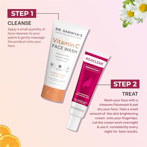 Image of Dr. Sakhiya's Brightening Combo Vitamin C Face Wash 100ml Kojiclear Brightening Cream 20gm | Brigtening & Hyperpigmentation