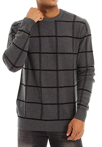 Magcomsen Winter Thermal Sweater Men Soft Cotton Pullover Men Slim Fit Sweaters Mens Fashion Knitted Sweater Long Sleeve Crewneck Men Fall Leisure Sweaters Dark Grey #TOP1