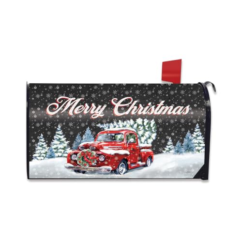 Image of Merry Christmas Pickup Magnetic Mailbox Cover Wreath Standard Briarwood Lane