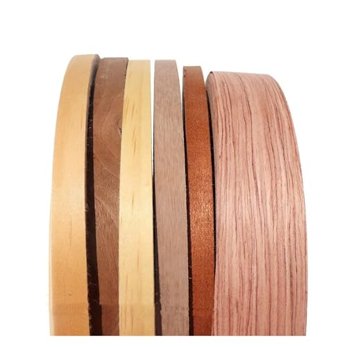 Cinta de Chapa de Roble Autoadhesiva Borde de borde preencolado, madera, 19 mm a 50 ancho, 15 m, roble blanco, nogal negro, cerezo y abedul para muebles estanterías bricolaje(Cherry,22mm x 15m)