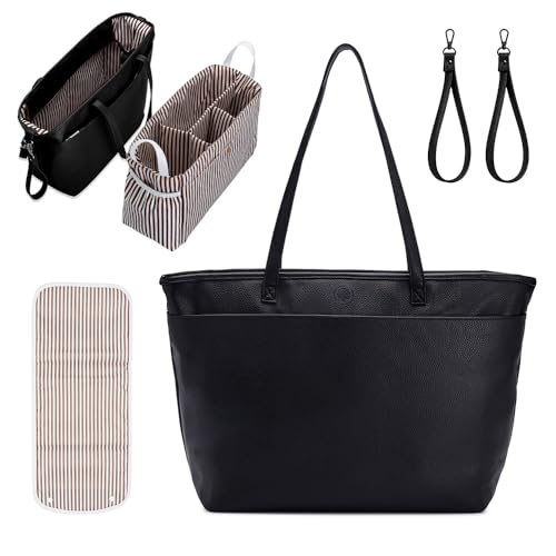 Image of Parker Baby Willow Tote Bag | Stylish Vegan Leather Diaper Bag Tote with Modular Storage & Removable Inserts & Roomy Interior