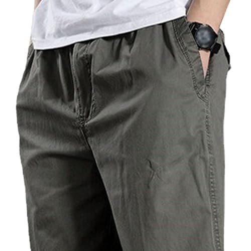 Men's Loose Fit Casual Elastic Waist Pants Straight Leg Lightweight Solid Trousers Basic Stretch Hiking Pants3