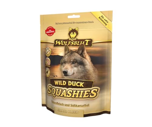 Wolfsblut Squashies Wild Duck SB - Hundesnack – getreidefreie Softsnacks mit Entenfleisch & Moringa – für kleine Hunde – Ergänzungsfuttermittel – 4 x 350g - Kroketten in Small Breed