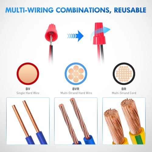 Image of Nilight 100PCS Red Wire Connectors Kit 14-12 AWG Electric Wire Caps Insulating Insert Twist Electrical Wire Terminal with Spring for Connect Electrical Wiring Automotive Car Truck Boats Marine