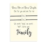 Set of Two Infinity Charm Bracelets placed on Bonus Mom and Bonus Daughter Card, Foster Mom, Foster Daughter, Step-Mom, Step-Daughter, Mother's Day Gift, Matching Bracelets
