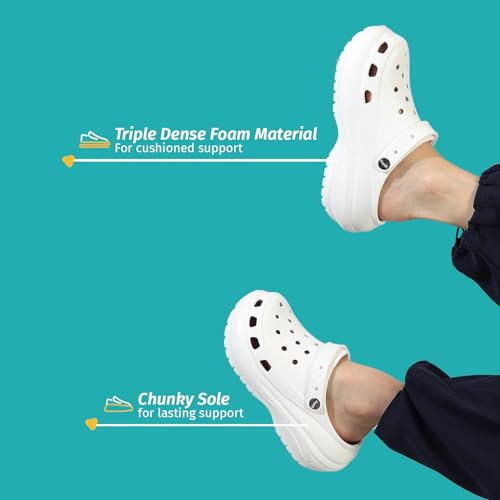 Image of YOHO Jumbo Clogs for Women & Girls | Lightweight & Waterproof Monsoon Footwear | Chunky Design with Back Strap Rainy Sandals